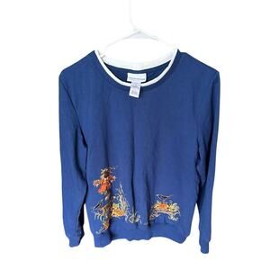 Alfred Dunner Navy Fall Harvest Sweatshirt – Embroidered, Women’s